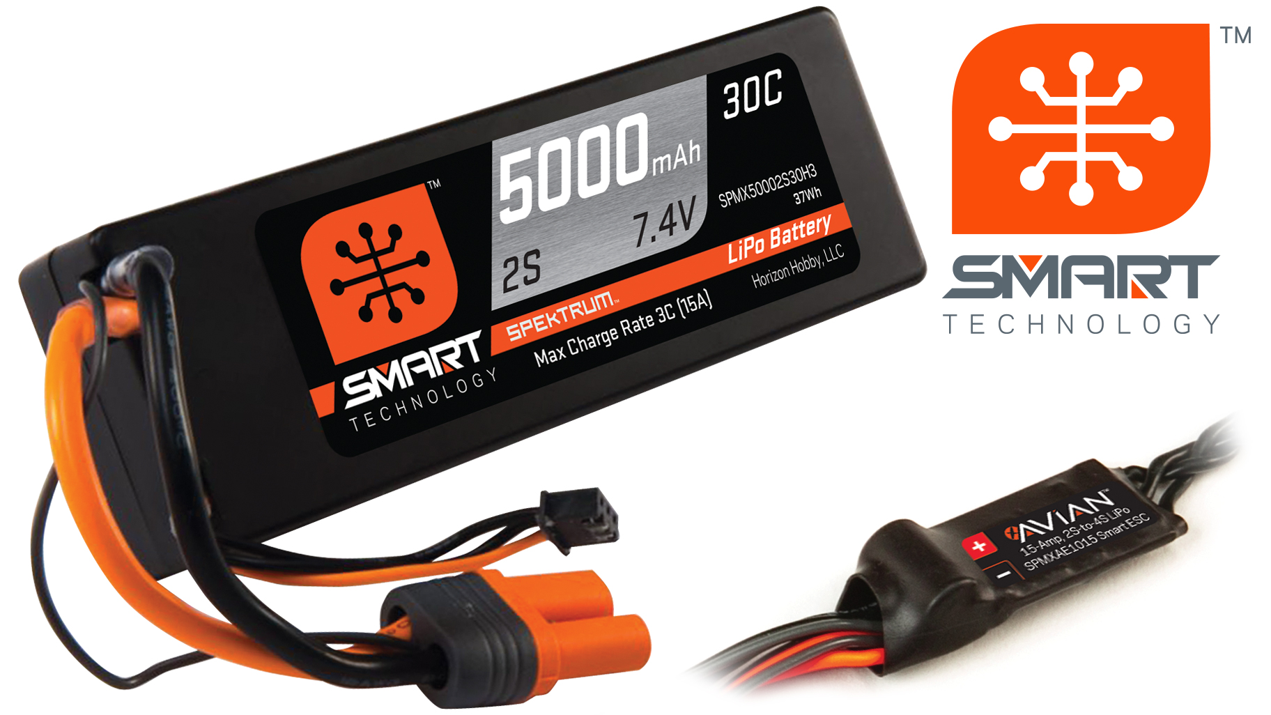Spektrum SMART LiPo battery and AVIAN ESC. Products not included