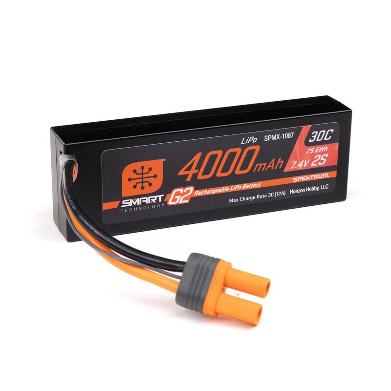 Batería Spektrum Smart G2 30C 2S 7.4V 650mAh Con Carcasa Rígida Y Conector IC2 – LiPo Inteligente Para Coches RC