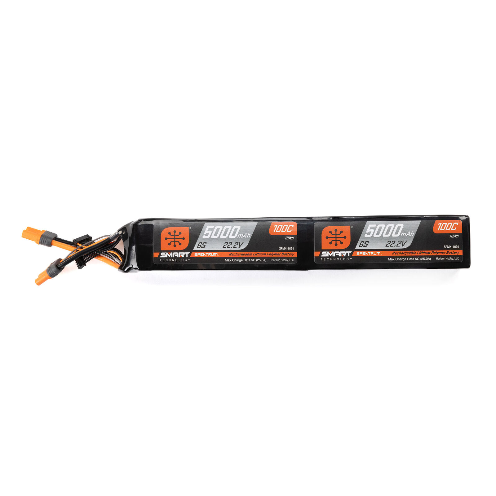 Batería Spektrum Smart LiPo 22.2V 5000mAh 6S 50C Con IC5 – Tecnología Inteligente De Descarga Y Carga Automática Para RC