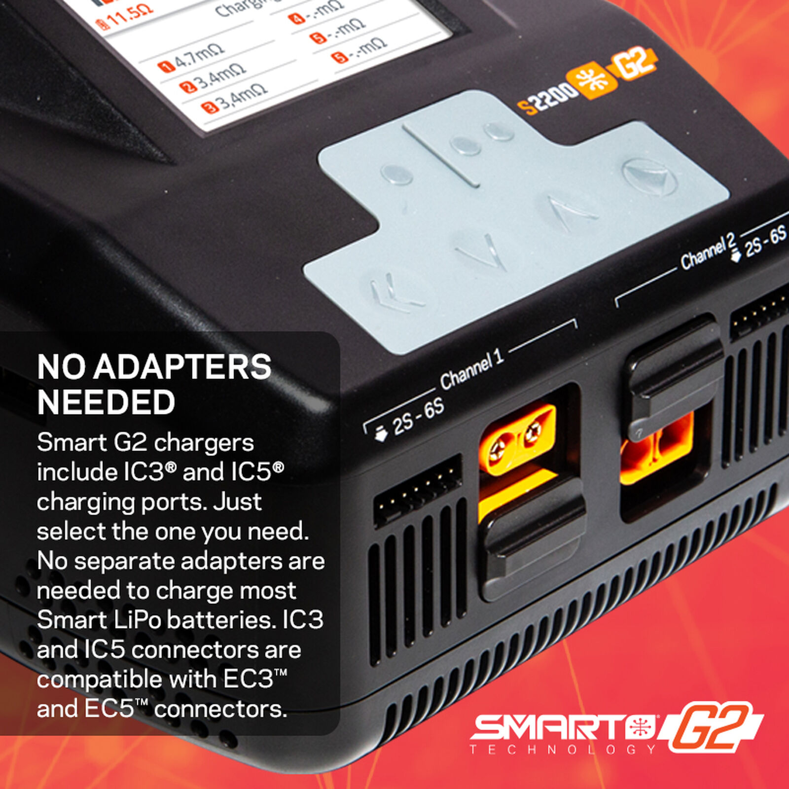 Chargeur Secteur Spektrum S2200 Smart G2 - 2x200W - Pour Batteries RC LiPo, LiFe, NiMH - Référence SPMXC2010I