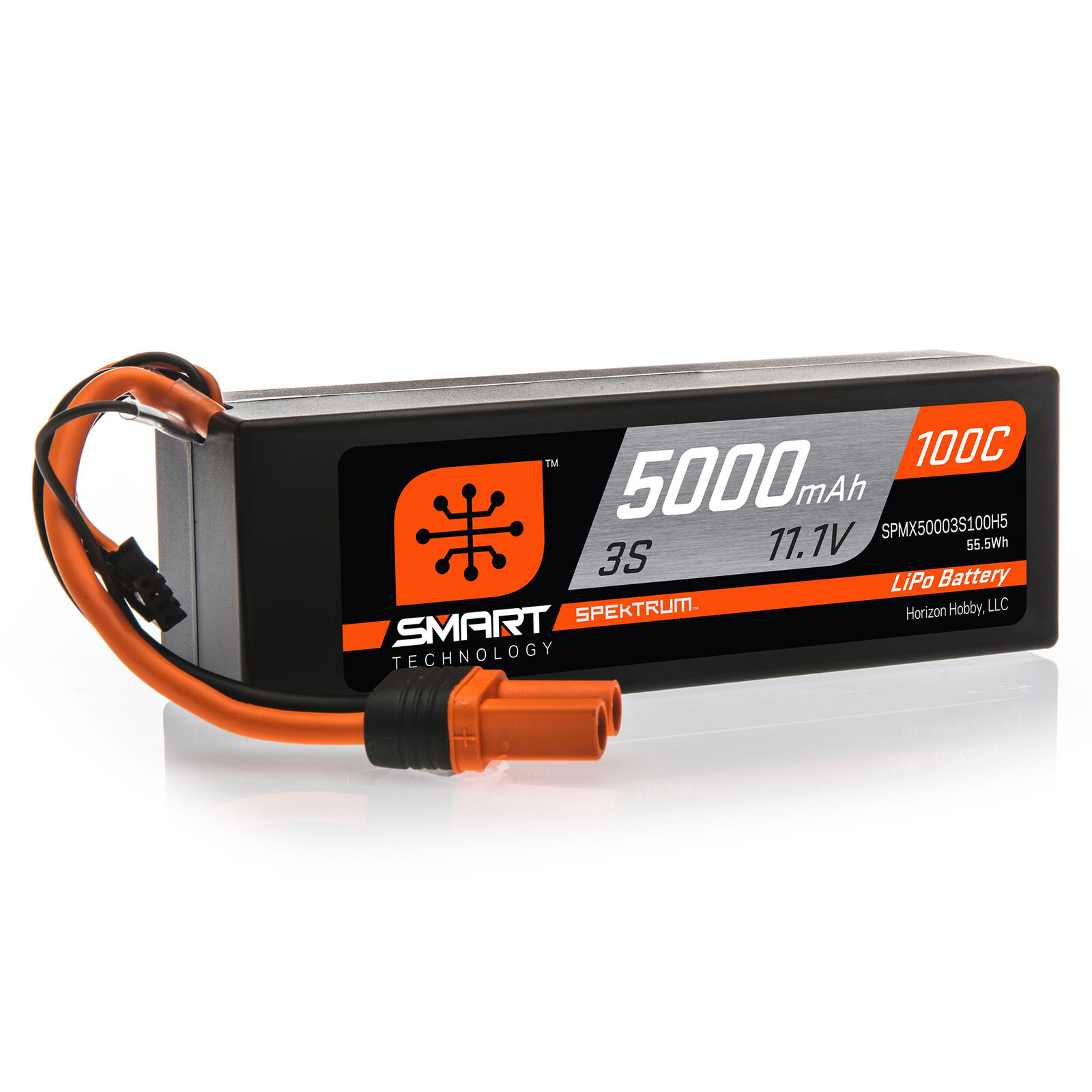11.1v 5000mah 65 c 3s lipo Spektrum 100C Smart Hardcase Battery: IC5 Cnhl black