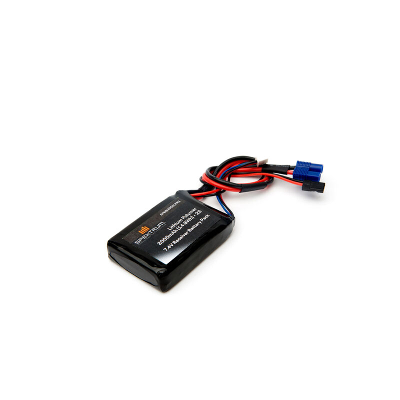 7.4V 2000mAh 2S LiPo Receiver Battery: Universal Receiver, EC3