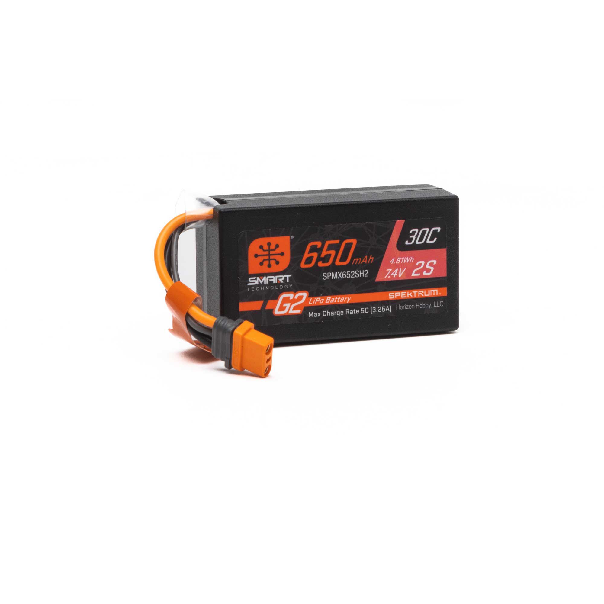 7.4V 650mAh 2S Smart G2 Hardcase 30C LiPo: IC2 | Spektrum