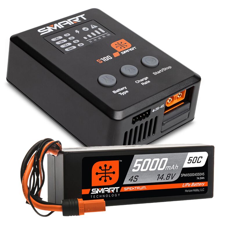 Smart Powerstage Surface Bundle: 5000mAh 4S 50C LiPo Battery (IC5) / 100W S100 Charger