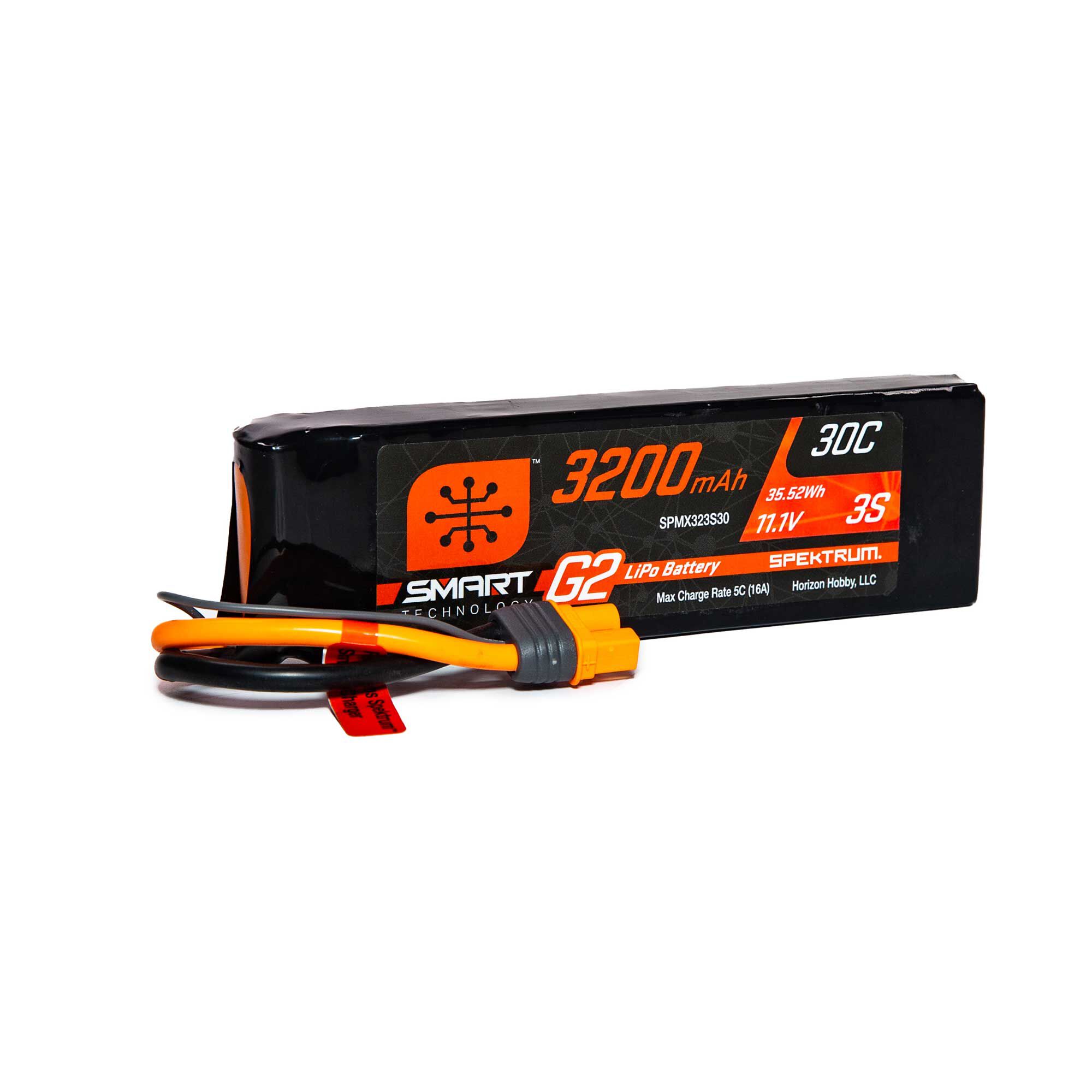 11.1V 3200mAh 3S 30C Smart G2 LiPo Battery: IC3 | Spektrum
