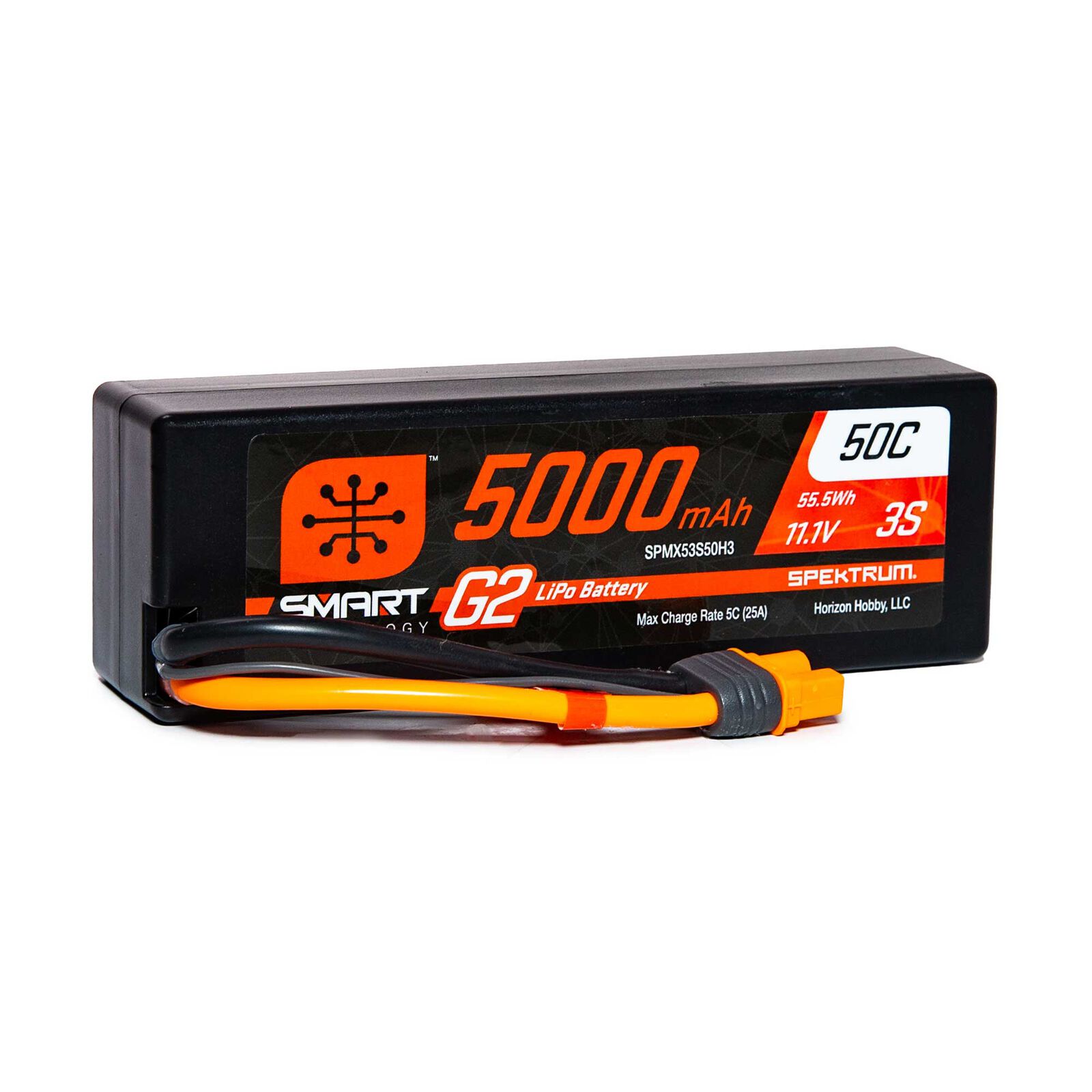 11.1V 5000mAh 3S 50C Smart G2 Hardcase LiPo Battery: | Spektrum