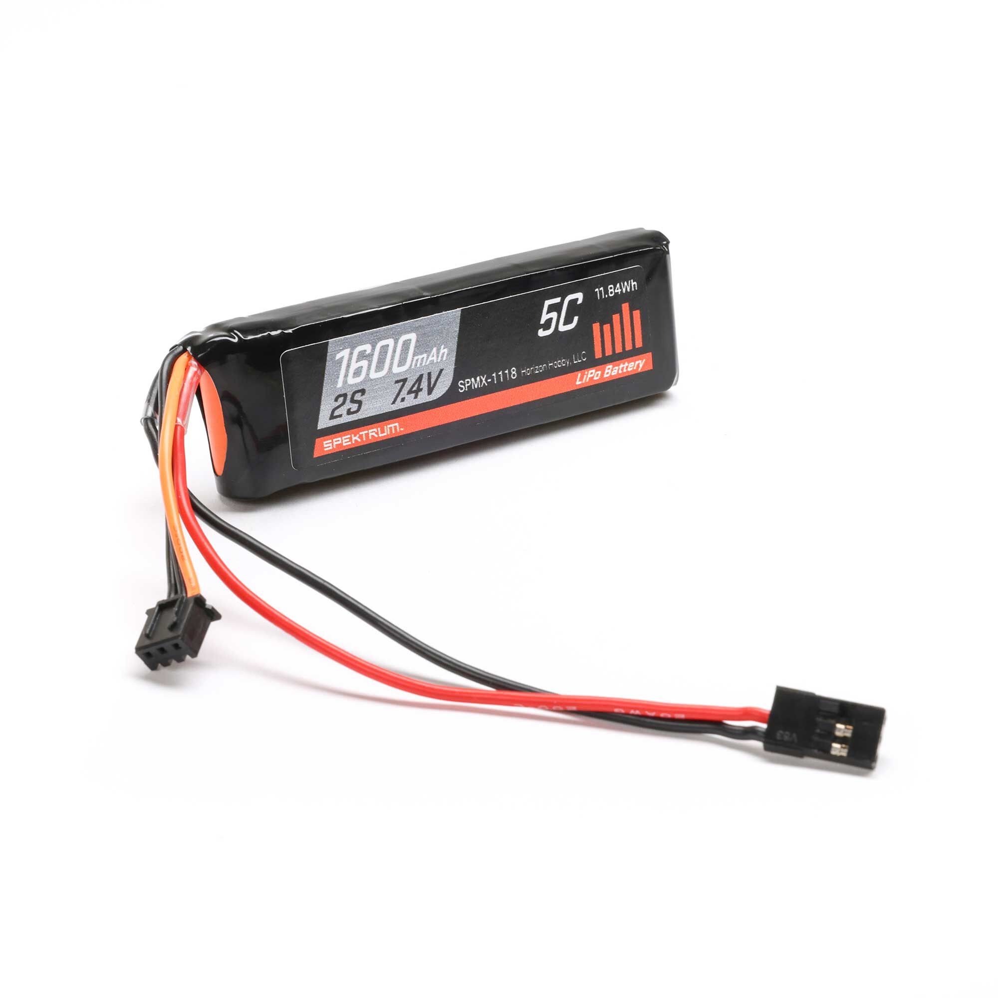 7.4V 1600mAh 2S 5C Receiver LiPo Battery | Spektrum