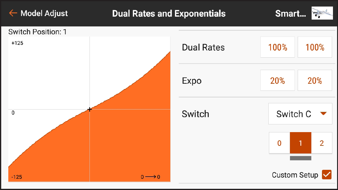 AirWare™ Touch app Dual Rates and Exponentials
