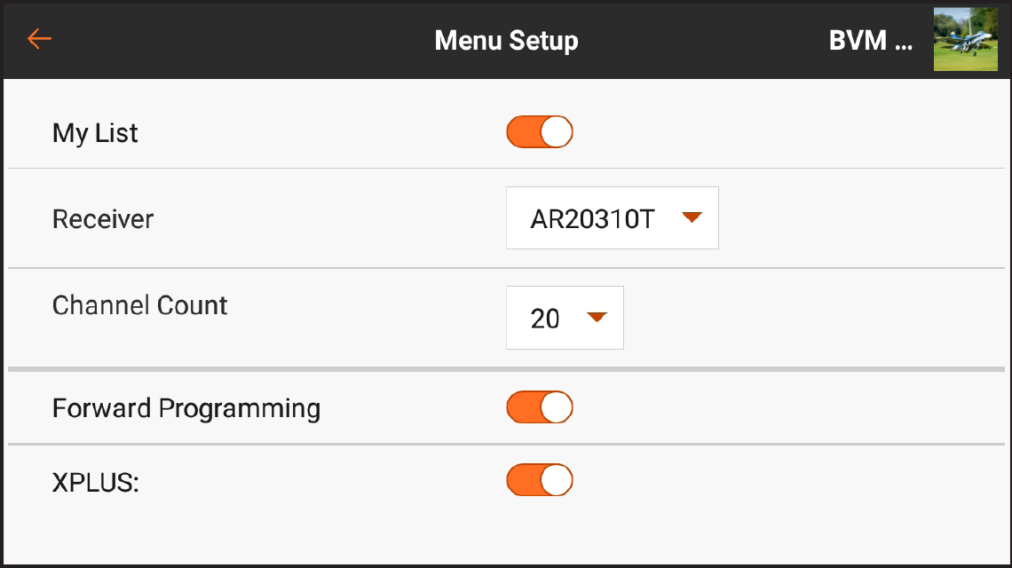 Menu Setup