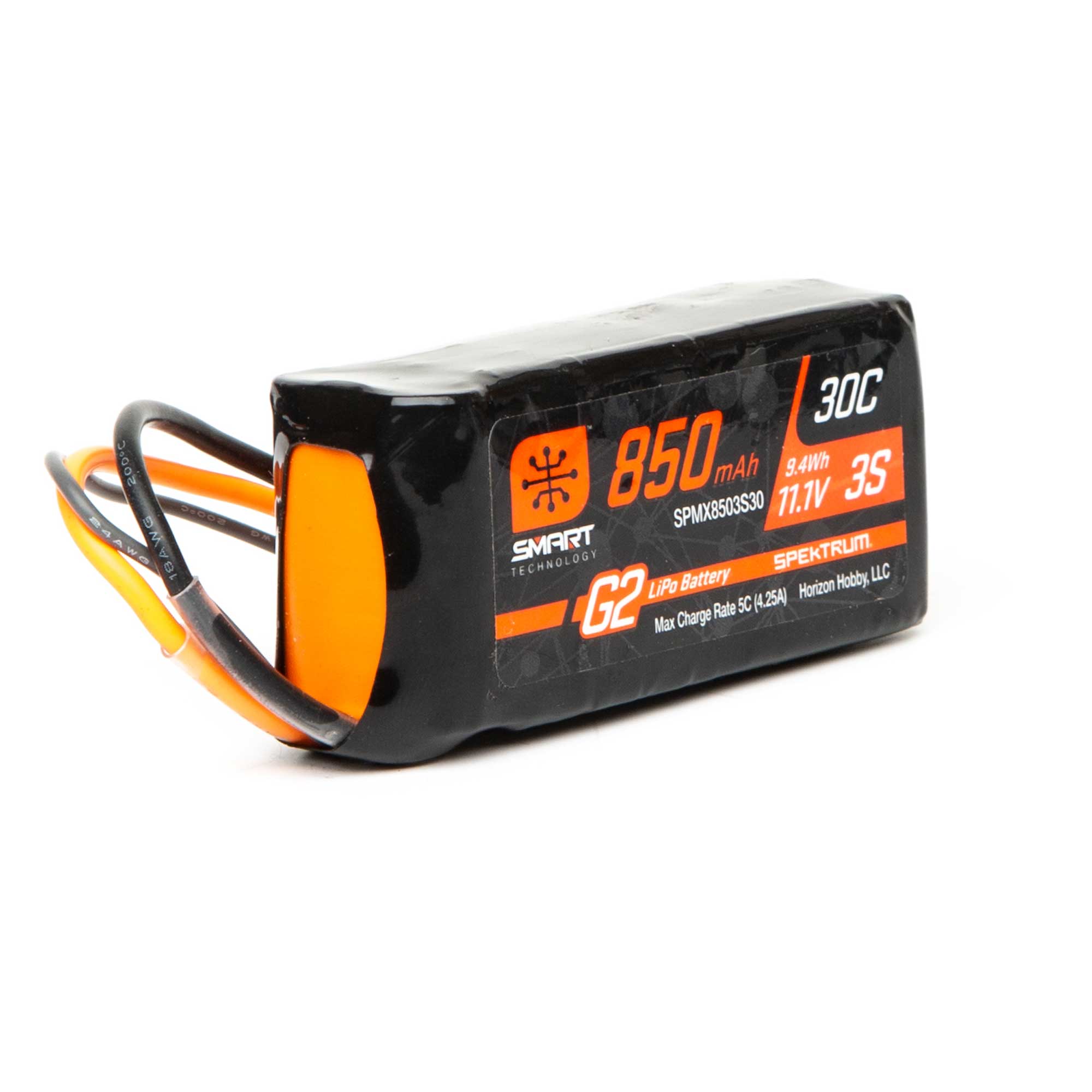 11.1V 850mAh 3S 30C Smart G2 LiPo Battery: IC2 | Spektrum